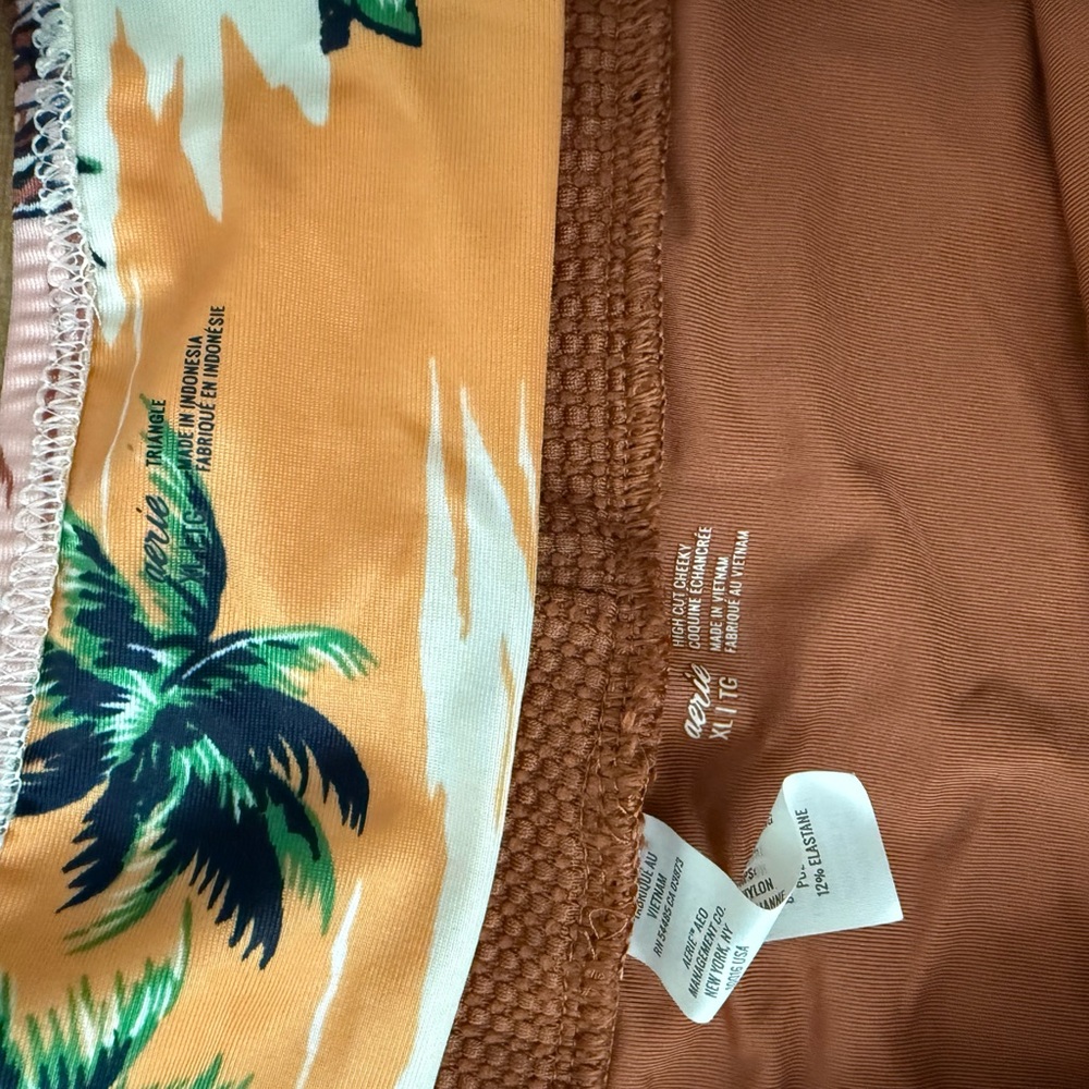 Aerie Floral Bikini Top and Brown Bottoms - Picture 2 of 2